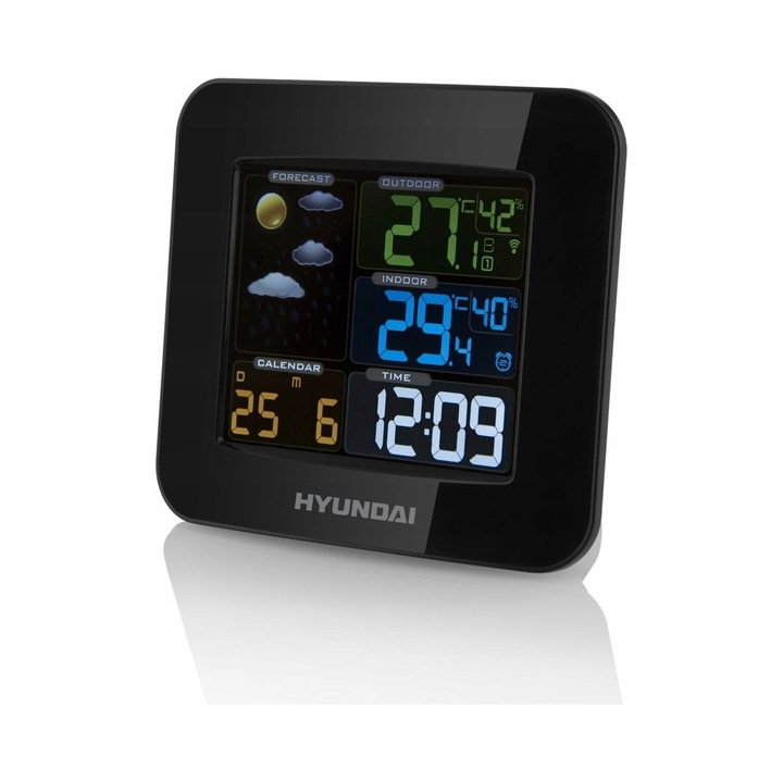 Метеорологична станция Hyundai WS8446, термометър, будилник, 13,5x15x7см
