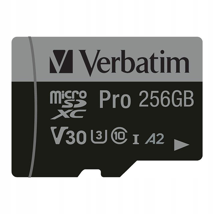 Carda de memorie MicroSDXC Verbatim 256GB, UHS-I, Class 10, 100x90MB/s, neagra