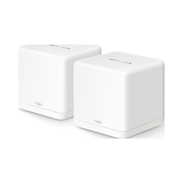 Sistem Wi-Fi Mesh 6 Mercusys Halo H60X 2 Pack, 3 porturi Gigabit, 2.4/5.0 GHz, 88x88x88mm
