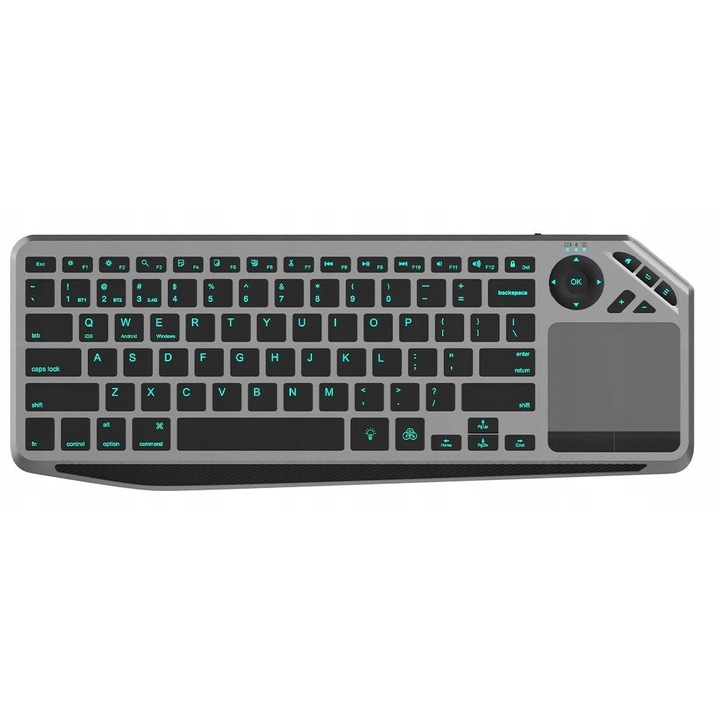 Tastatura wireless Techly Duala Touchpad RGB negru 365x133x14mm