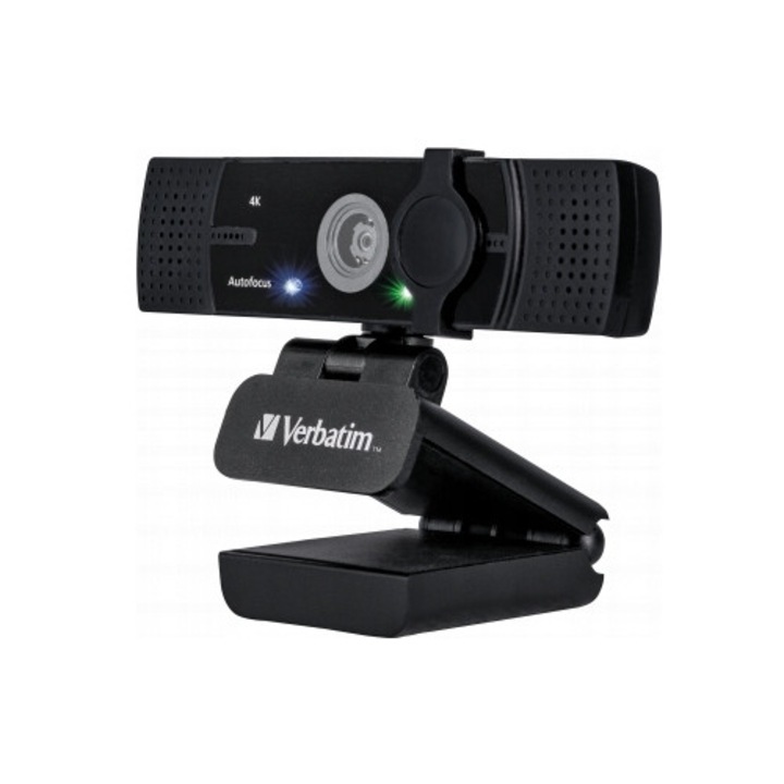 Camera web Verbatim AWC-03 4K UHD, microfon dublu, neagra, 55x42,5x106mm
