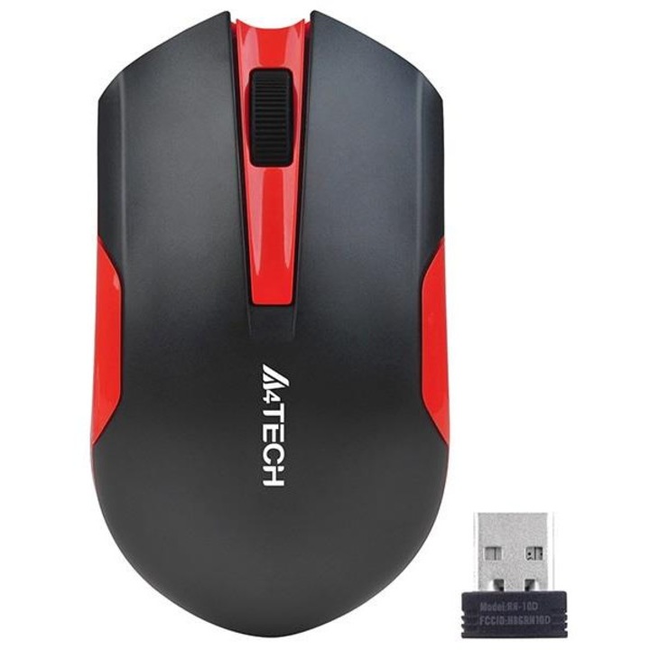 Mouse wireless A4Tech G3-200N-1 negru+rosu, 1000 DPI, 3 butoane, dimensiuni 61x39x107mm