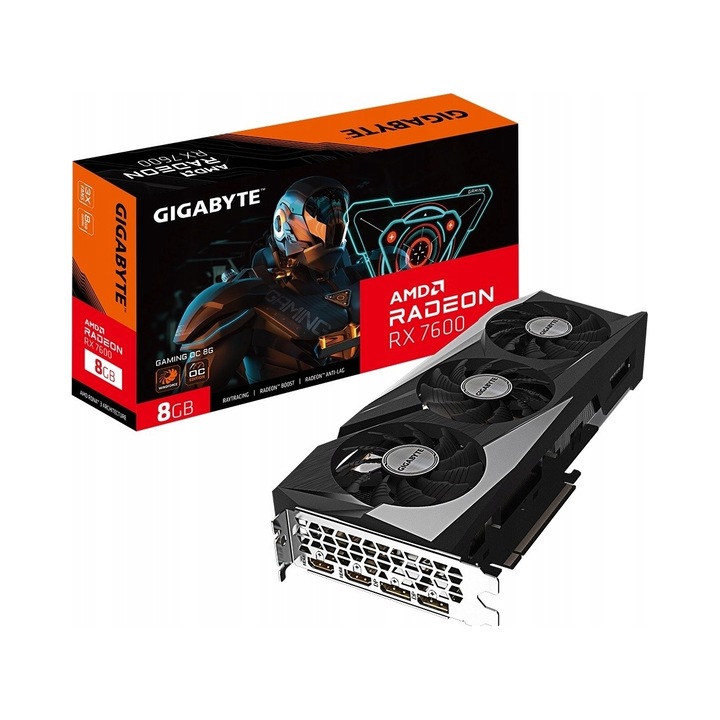 Placa video Gigabyte Radeon RX 7600 Gaming OC 8GB GDDR6 128bit, 2xHDMI, 2xDisplayPort, 50x115x282mm