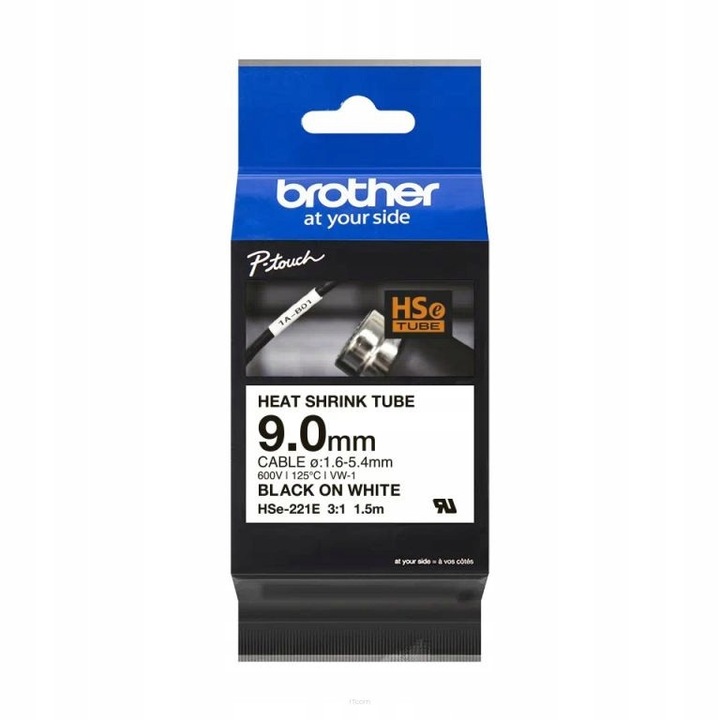 Термосвиваем шлаух Brother HSE-221E бял черен 9ммx1.5м