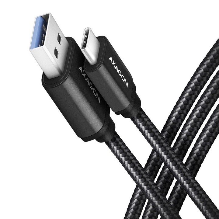 Cablu USB-C - USB-A 2m, Axagon, 60W, трансфер на данни 5Gb/s, черен