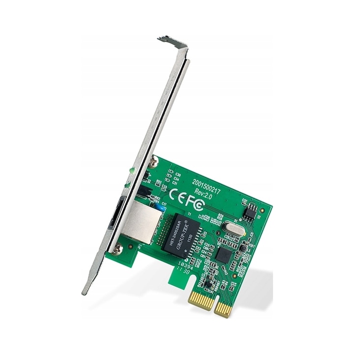 Placa de retea PCI Express TP-Link TG-3468 (CWSKZFEIC), gigabit 10/100/1000 Mbps, PCIe x1, Wake-on-LAN, cu CD, verde