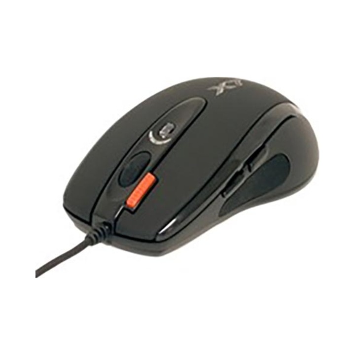 Mouse A4Tech X710, 7 butoane, negru, 1.8m, 400-2000 DPI, USB