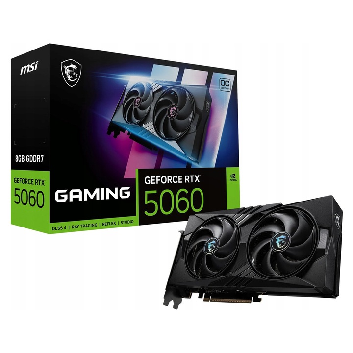 Placa video MSI GeForce RTX 5060 Gaming, 8GB GDDR7, PCIe 5.0, 7680x4320px, neagra