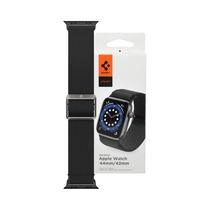 Каишка Spigen Lite Fit за Apple Watch, черна, 21x2,5см, регулируем комплект