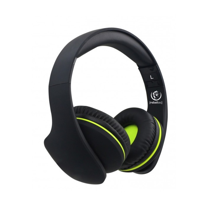 Rebeltec Viral vezeték nélküli fejhallgató, Bluetooth, fekete, mikrofonnal, 40mm, USB kábellel és 3,5mm mini jackkel