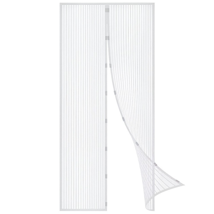 Plasa Anti Tantari Magnetica Pentru Usa, Orion, Clasic, 208x100 cm, Poliester, Alb, Sistem Inchidere Magnetica Automata, 2 Plase 50 cm Latime, Protectie Insecte Si Muste, Montare Usoara Banda Scai Si Pioneze, Dimensiune Decupabila Ajustabila, Lux