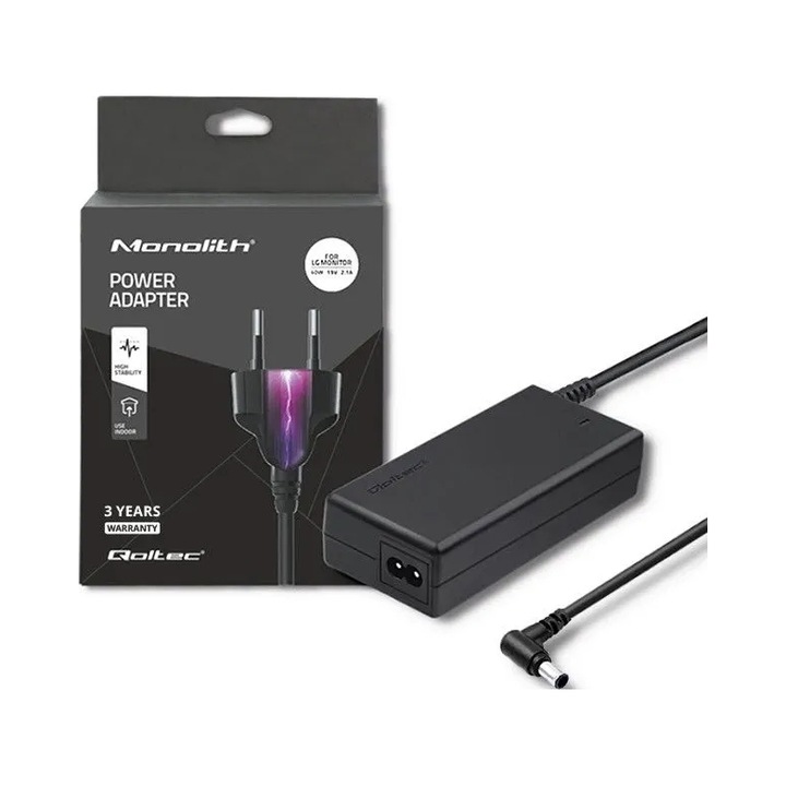 Qoltec tápegység 19V, 2.1A, 40W, 6.5x4.4mm, LG monitorhoz