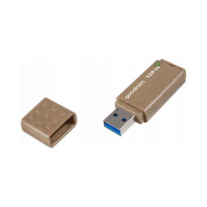 Pendrive/stick USB Goodram Eco Friendly, 64 GB, USB 3.0 compatibil 3.1/2.0/1.1, carcasa 100% biodegradabila, rezistent la stropire si zgarieturi, maro, 1 buc