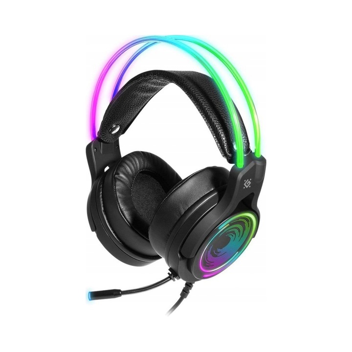 Casti gaming Defender COSMO PRO, sunet virtual 7.1, reducere activa a zgomotului, negru, 2.1m
