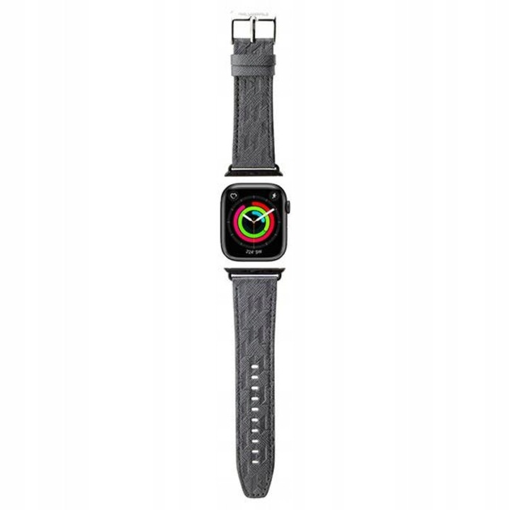 Каишка за Apple Watch, Karl Lagerfeld Saffiano Monogram, 38/40/41мм, сребриста, екологична кожа, инокс
