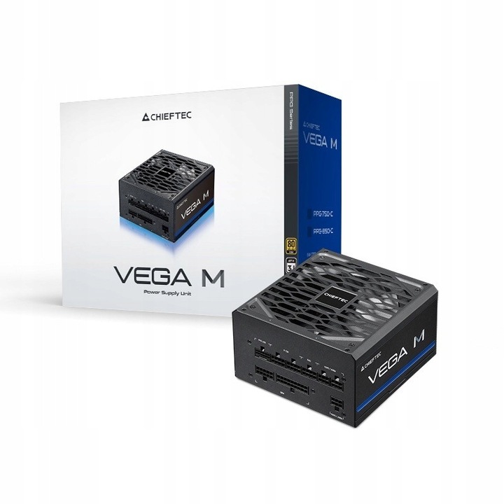 Sursa de alimentare / alimentator PC Chieftec Vega M PPG-1000-C, 1000W, ATX, 80 PLUS Gold, PFC activ, ventilator 135 mm, Alb