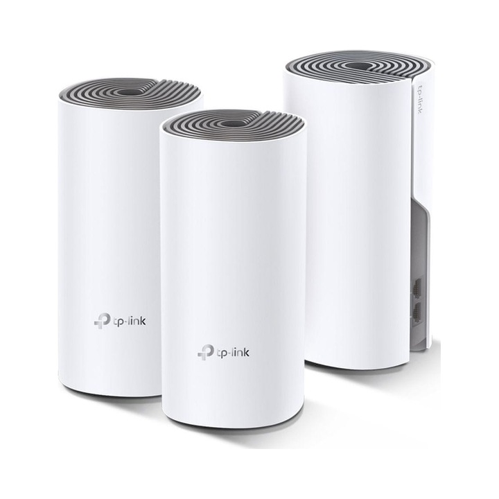 Sistem WiFi TP-Link Deco E4 AC1200, 3 unitati, alb, 190.5x90.7x90.7mm