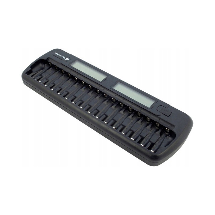 EverActive NC1600 töltő 16 db AA/AAA akkumulátorhoz, 16 független csatorna, 12V DC