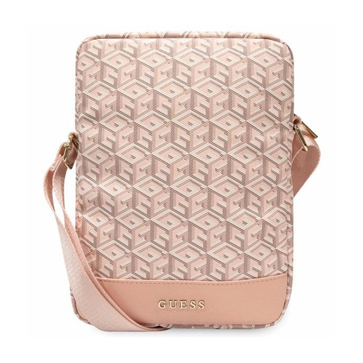 Чанта за таблет Guess GCube Stripe 10", розова, размери 27x20x5см