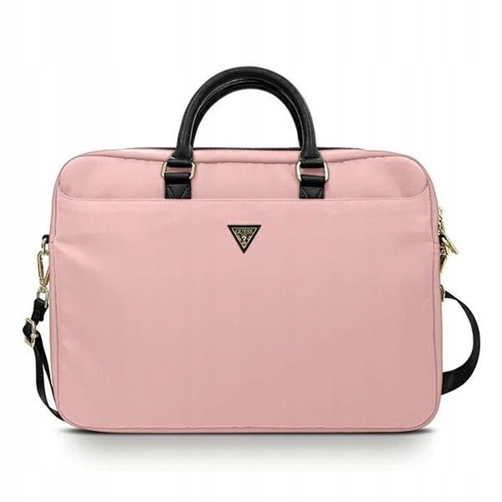 Guess Nylon Triangle Logo laptop táska, rózsaszín, 16", 42x31x5cm, 3 rekesz