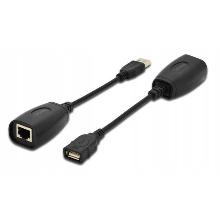 USB удължител DIGITUS, 1.1, 45м, черен, 20см