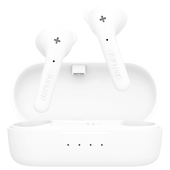 DeFunc True Basic vezeték nélküli fülhallgató, Bluetooth 5.0, fehér, 3 óra üzemidő