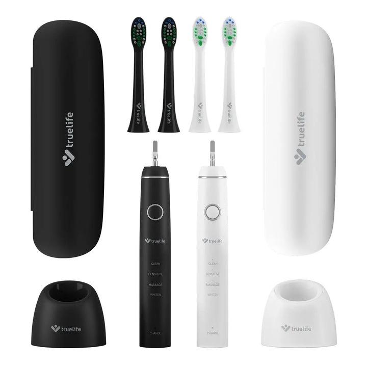 Комплект от две електрически четки за зъби TrueLife SonicBrush Compact, 4 режима, водоустойчиви, 2,5x17см