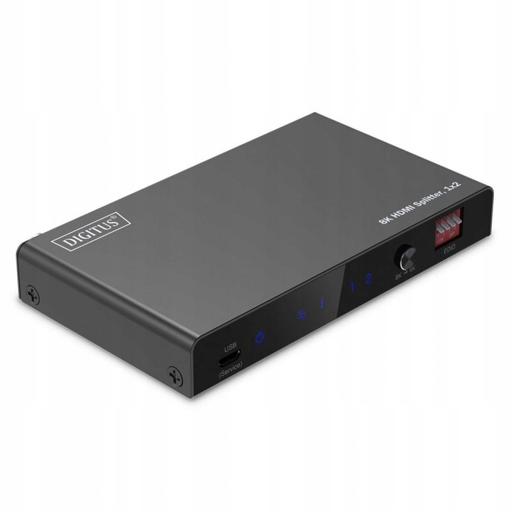 Rozdzielacz HDMI 1x2, 8K/60Hz, HDR, 48 Gbps, negru, 12,2x7,1x1,8cm, set cu alimentator