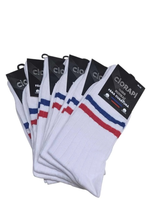 Campina Sosete Sport Tenis Set 6 Bucati Fara Cusatura %100 Bumbac Alb, Alb