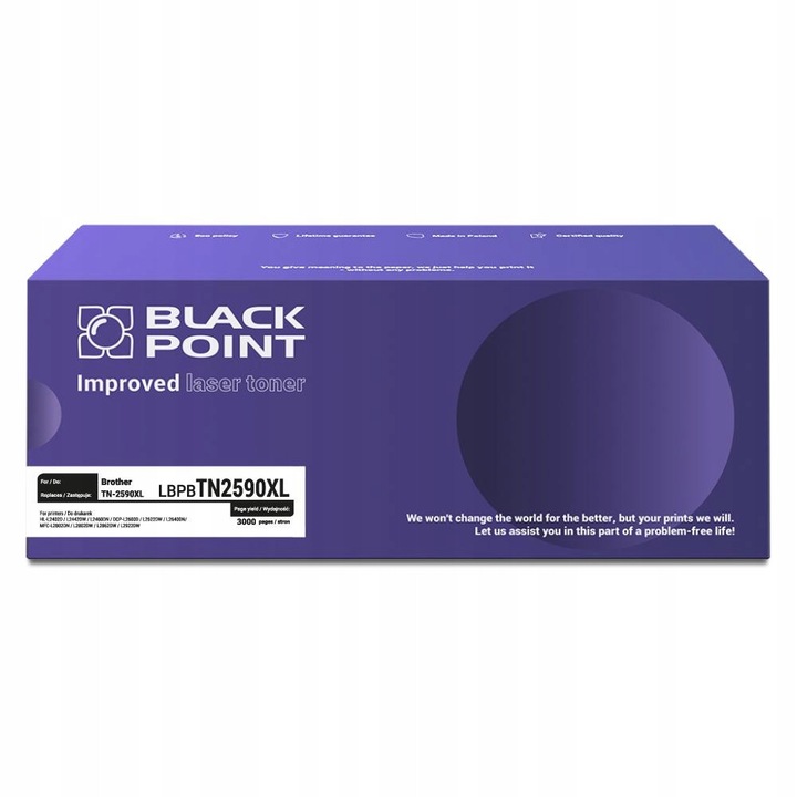 Toner Black Point TN-2590XL, zamiennik compatibil cu Brother HL-L2402D/DCP-L2600D/MFC-L2802DN, capacitate 3000 pagini, Negru