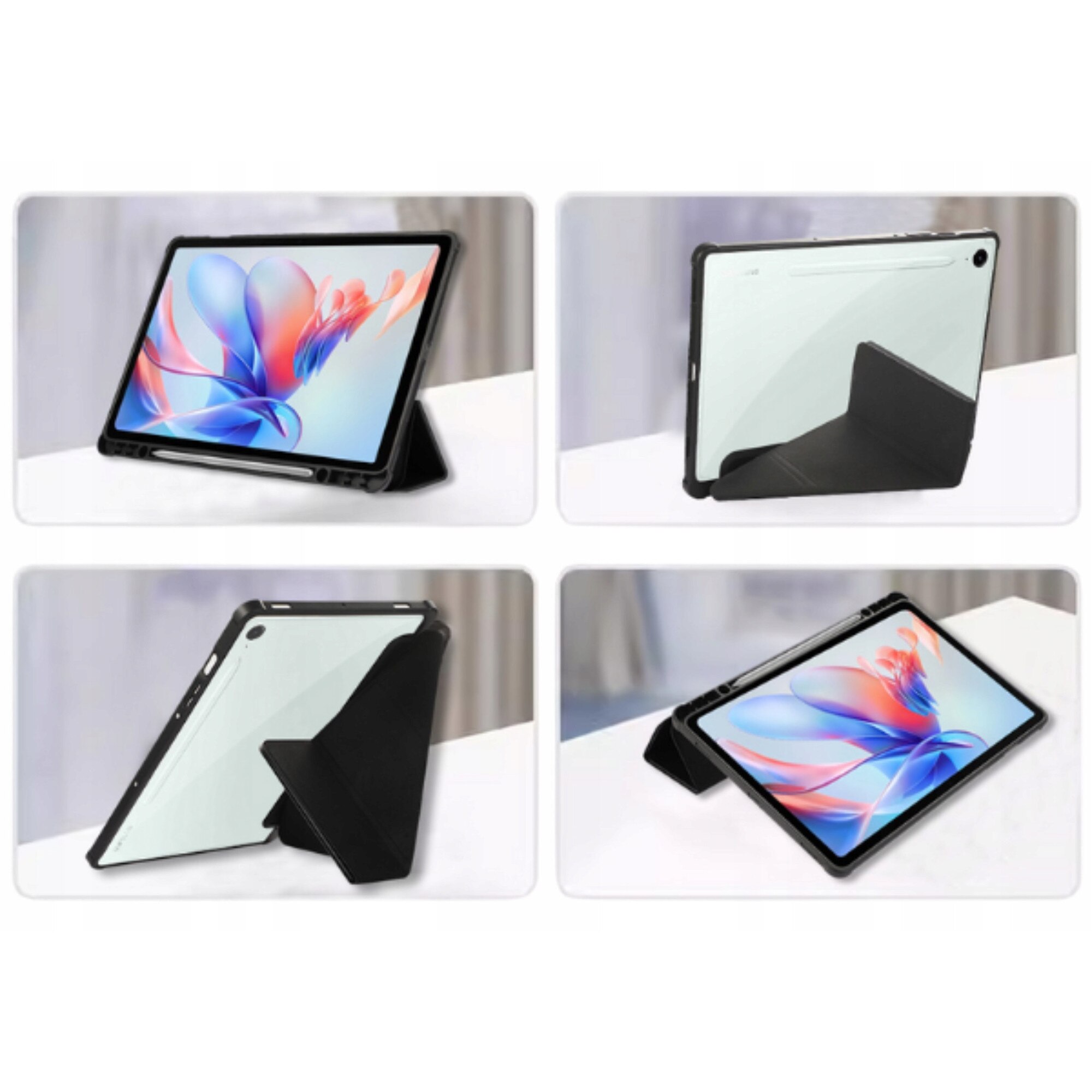 Husa Beline 2EJ9DSMRU pentru Samsung Galaxy Tab S10 Ultra, tip book cu functie stand si activare/oprire automata a ecranului, spate transparent TPU, verde inchis