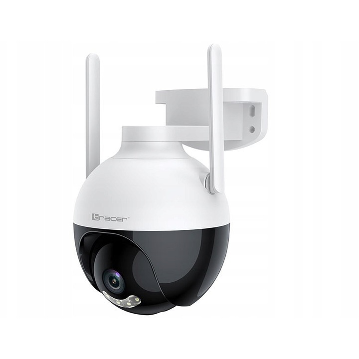 Tracer Guard 4 kültéri megfigyelő kamera, IP kamera, 2K QHD 2560x1440, PTZ 355°/90° automatikus követéssel, IP66, Wi‑Fi Tuya, IR + 4 LED éjjellátó, kétirányú hang, Fekete/Fehér, 1 db.