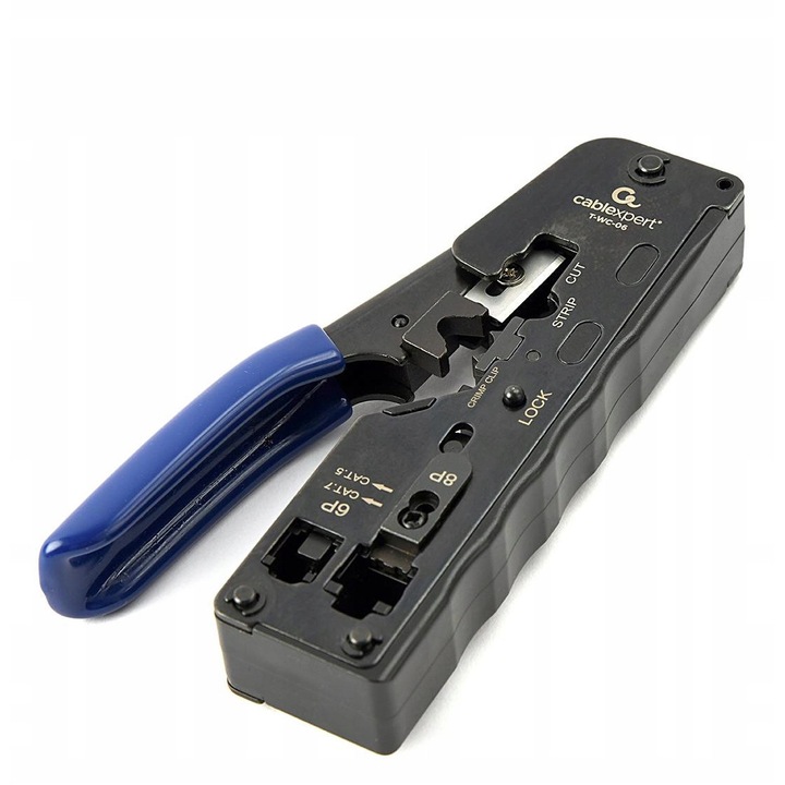 Unealta de taiere cabluri si crimpare conectori RJ45/RJ12/RJ11 Gembird, 195x53x15mm, ABS, otel carbon