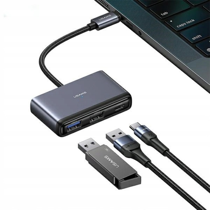 USB-C хъб 5в1, 5 порта, сив, 67x39x14мм