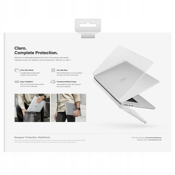 Etui laptop UNIQ Claro pentru MacBook Air 13 (2022), transparent, ultra subtire, 2 piese