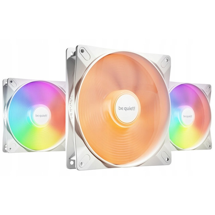 Ventilator PC Light Wings LX 140mm PWM High-Speed Alb, Set 3 bucati, Iluminare RGB