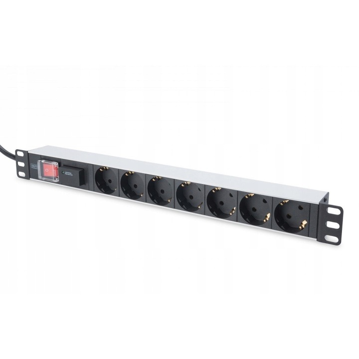 Lista PDU Digitus DN-95407 19" 1U, 7 Schuko aljzat, 16 A 250 V, Ezüst, 2 m