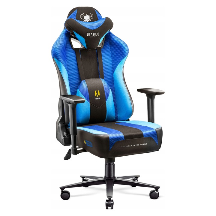 Diablo X-Player 2.0 King Size gamer fotel, fekete, ergonomikus támasztékkal, kényelmes párnákkal, teljes szett