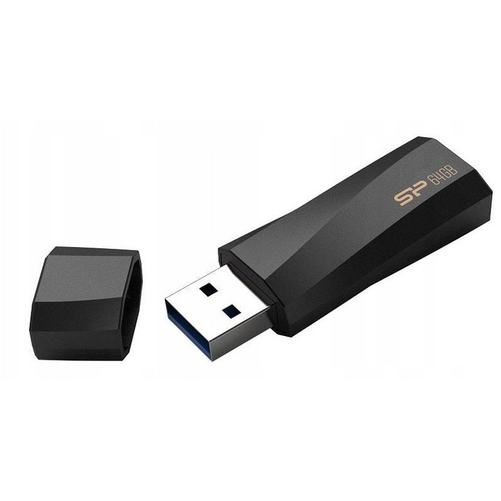 Флашка 64GB, Silicon Power, USB 3.2, черна, 54,6x18,9x10,4мм