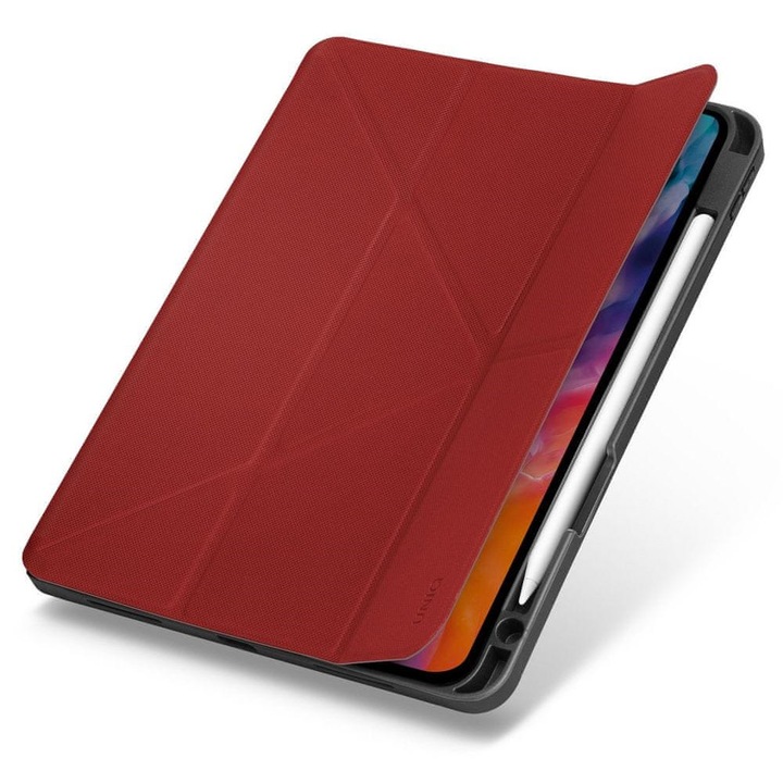Калъф с капак UNIQ Transforma Rigor за Apple iPad Air 4 11", червен, размери 11"