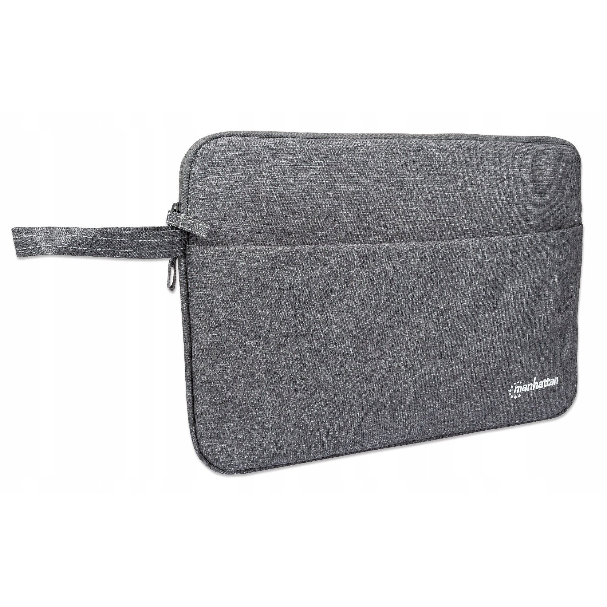 Manhattan, Husa pentru laptop din poliester cu invelis impermeabil, captusita cu polar, buzunar frontal cu fermoar, Seattle 439916, Gri, 14.5"