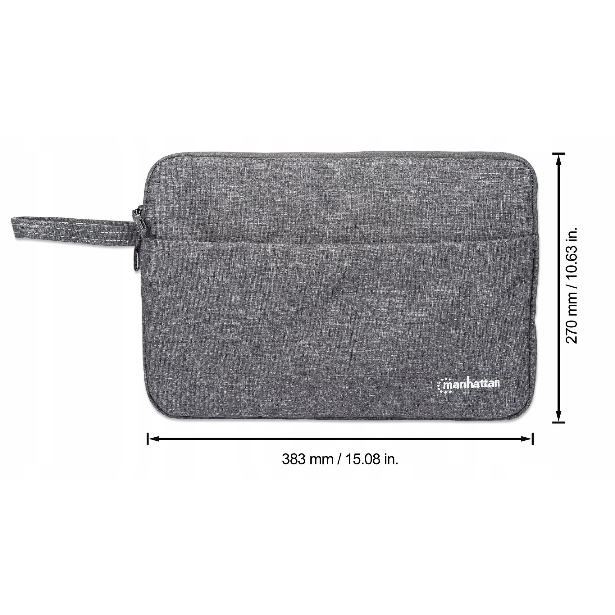 Manhattan, Husa pentru laptop din poliester cu invelis impermeabil, captusita cu polar, buzunar frontal cu fermoar, Seattle 439916, Gri, 14.5"