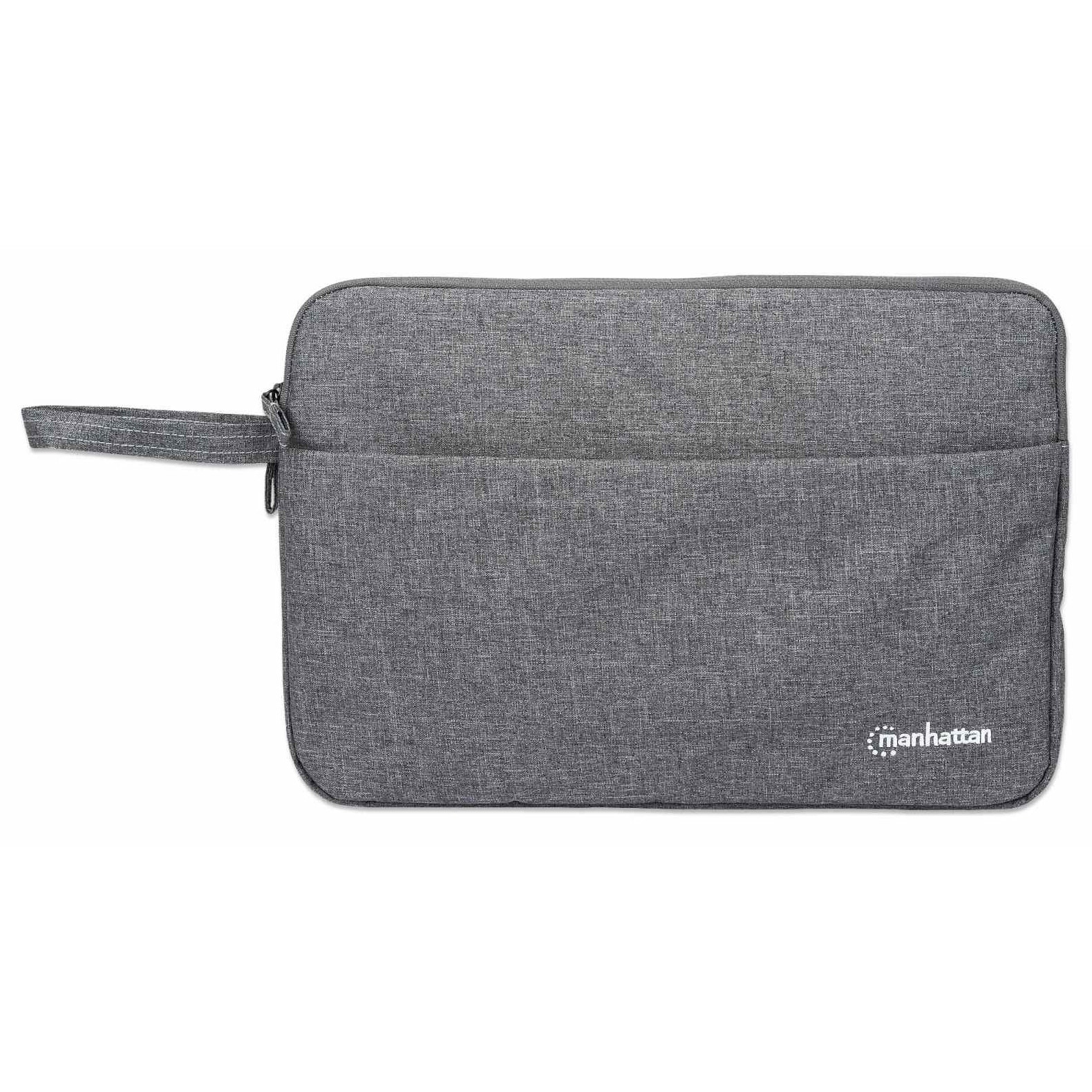 Manhattan, Husa pentru laptop din poliester cu invelis impermeabil, captusita cu polar, buzunar frontal cu fermoar, Seattle 439916, Gri, 14.5"
