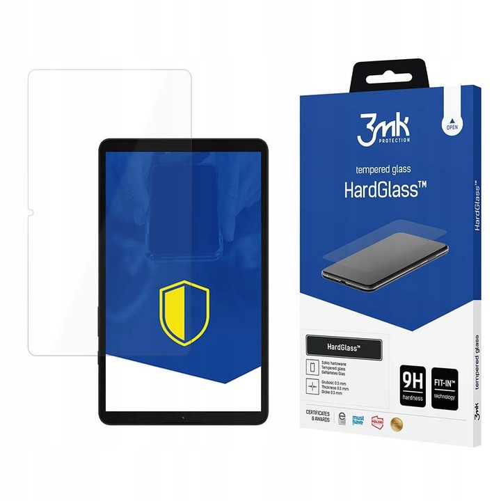 Защитно фолио 3mk HardGlass за Samsung Galaxy Tab A9+, 9H, 0,3мм, пълен комплект