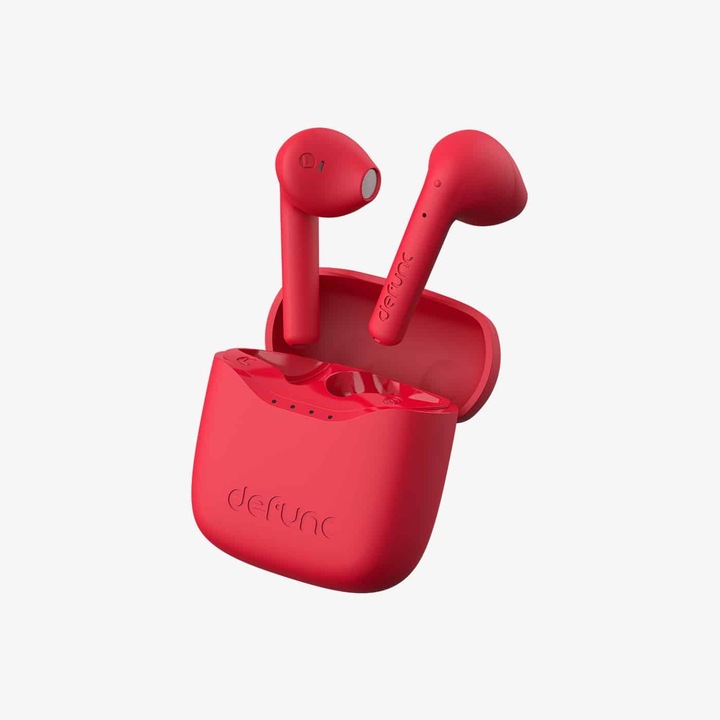 Defunc True Lite vezeték nélküli fülhallgató, Bluetooth 5.3, 20 óra üzemidő, IPX4 vízállóság, piros