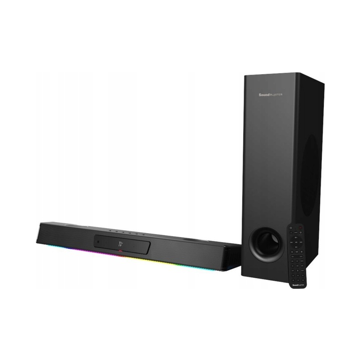 Саундбар Creative Katana V2X, 2.1 канала, Bluetooth, черен, размери 600x95x62mm, комплект със субуфер 116x250x423mm