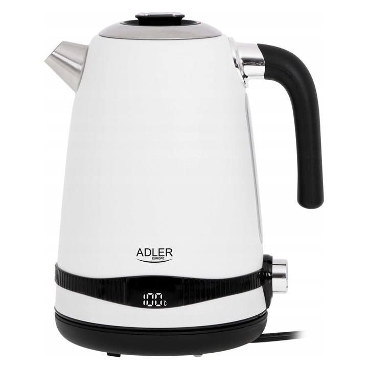 ADLER AD 1295 elektromos vízforraló, hőmérséklet-szabályozás, fehér, 1.7l, 2200W