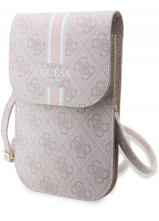 Дамска чанта Guess 4G Stripes розова, 11.5x19x2см