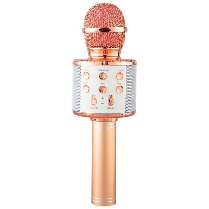 Караоке микрофон розов, 3-6 часа автономност, Bluetooth 5.3, комплект с USB-A/USB-C кабел