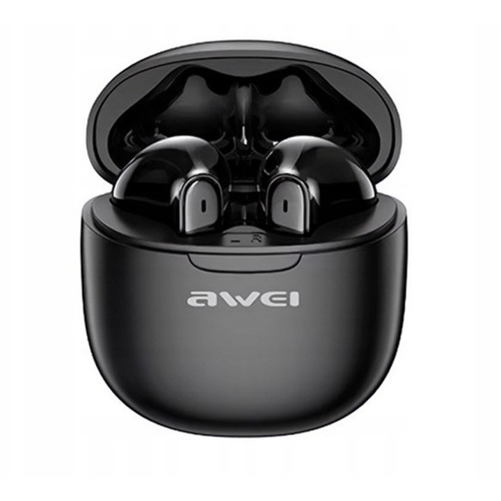 Awei T68 ENC TWS vezeték nélküli fülhallgató, Bluetooth 5.3, fekete, töltőállomással